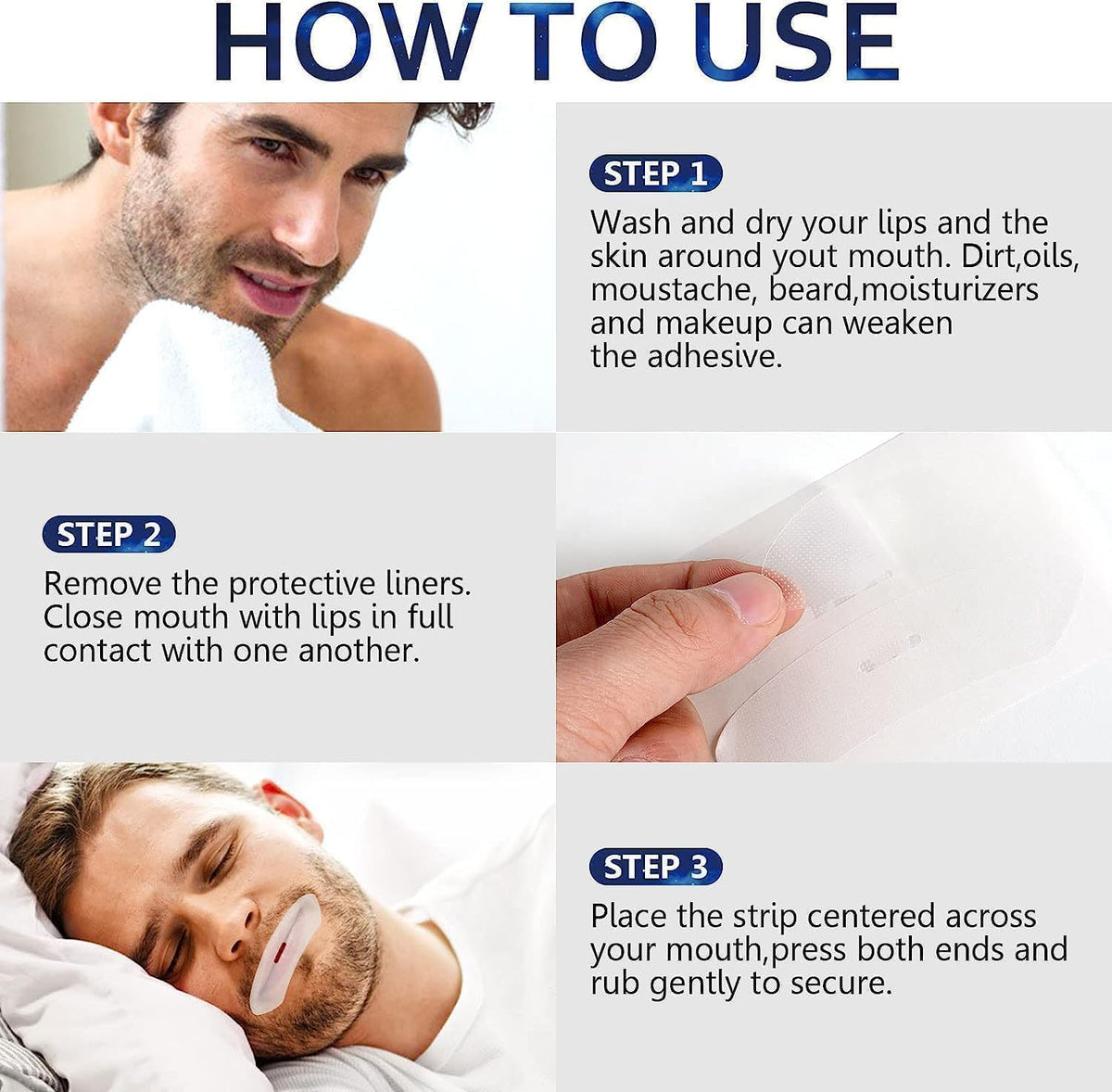 50Pcs Mouth Tape for Sleeping, Sleep Strips Sleep Mouth Tape for Nose Breathing, Reduce Mouth Breathing and Dry Mouth, anti Snoring Mouth Tape for Men and Women Improving Sleep (White)