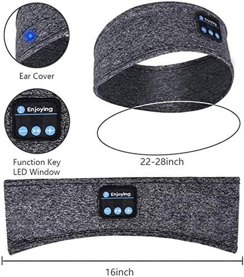 Sleeping Headphones Bluetooth Headband, Soft Long Time Play Sleeping Headsets with Built in Speakers Perfect for Workout,Running,Yoga,Travel (Grey)