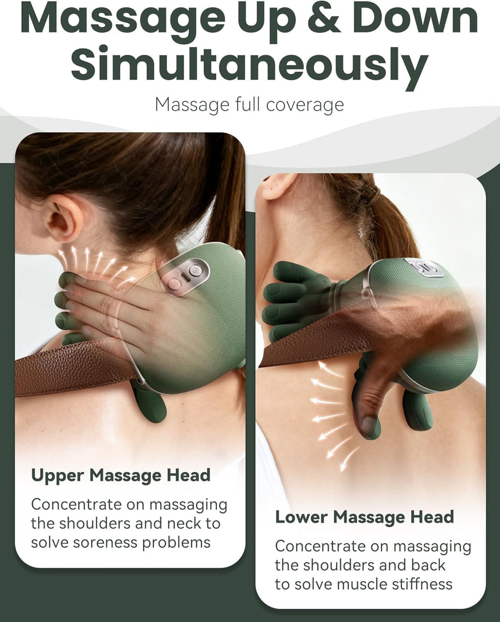 Neck Massager, Shiatsu Neck and Back Massager with Heat Neck Massager, Shiatsu Neck and Back Massager with Heat, 4D Kneading Simulated Human Hand Design Electric Deep Tissue Massage, Portable Body Massager for Shoulder, Pain Relief & Muscle Relax