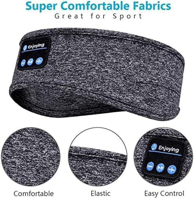 Sleeping Headphones Bluetooth Headband, Soft Long Time Play Sleeping Headsets with Built in Speakers Perfect for Workout,Running,Yoga,Travel (Grey)