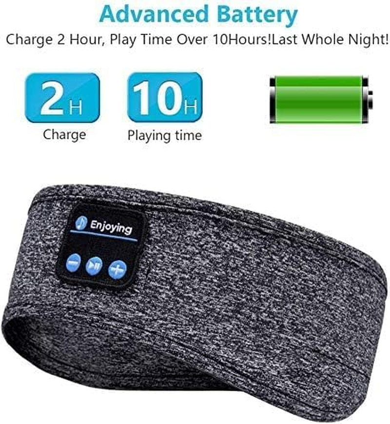 Sleeping Headphones Bluetooth Headband, Soft Long Time Play Sleeping Headsets with Built in Speakers Perfect for Workout,Running,Yoga,Travel (Grey)