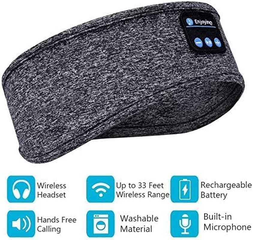 Sleeping Headphones Bluetooth Headband, Soft Long Time Play Sleeping Headsets with Built in Speakers Perfect for Workout,Running,Yoga,Travel (Grey)
