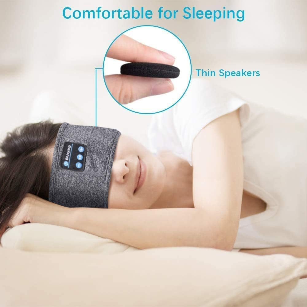 Sleeping Headphones Bluetooth Headband, Soft Long Time Play Sleeping Headsets with Built in Speakers Perfect for Workout,Running,Yoga,Travel (Grey)