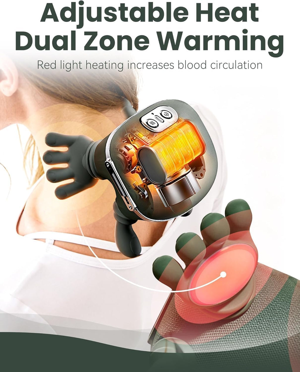 Neck Massager, Shiatsu Neck and Back Massager with Heat Neck Massager, Shiatsu Neck and Back Massager with Heat, 4D Kneading Simulated Human Hand Design Electric Deep Tissue Massage, Portable Body Massager for Shoulder, Pain Relief & Muscle Relax